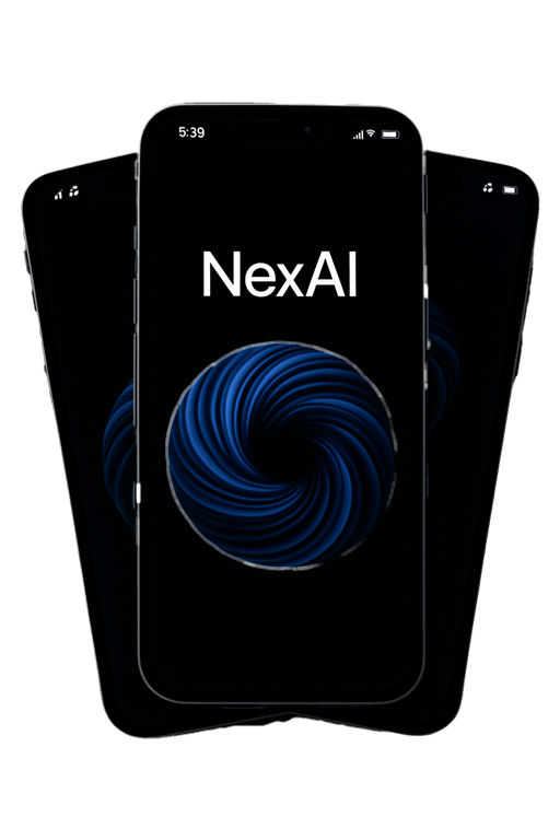 NexAI Phone - Three devices showing the revolutionary interface